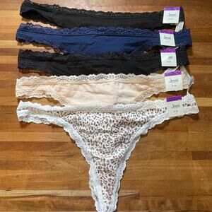 Jenni Women's Lace-Trim Thong set of 5
